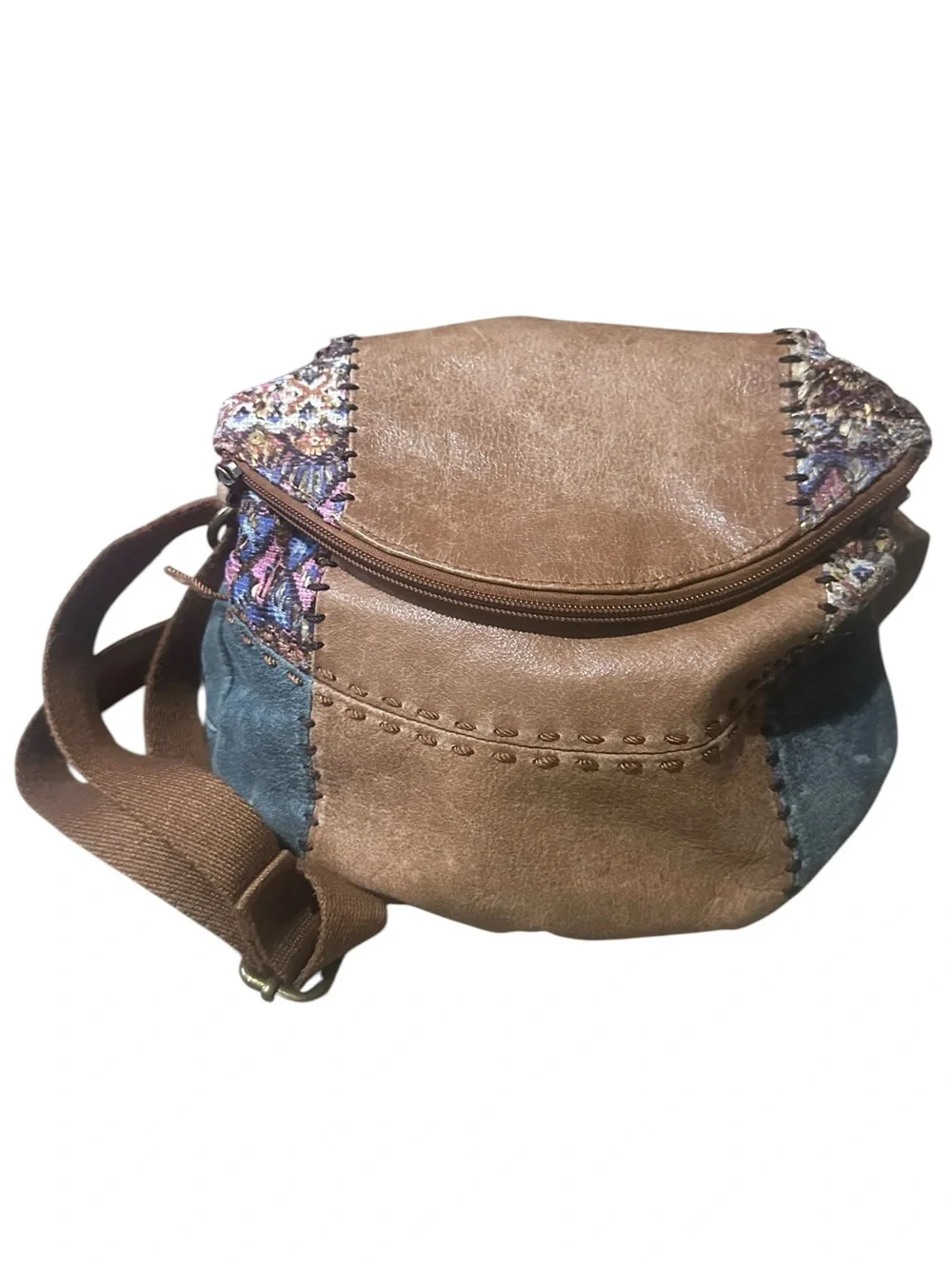 The Sak Deena Vintage Hobo Crossbody Shoulder Bag Distressed Boho Patchwork
